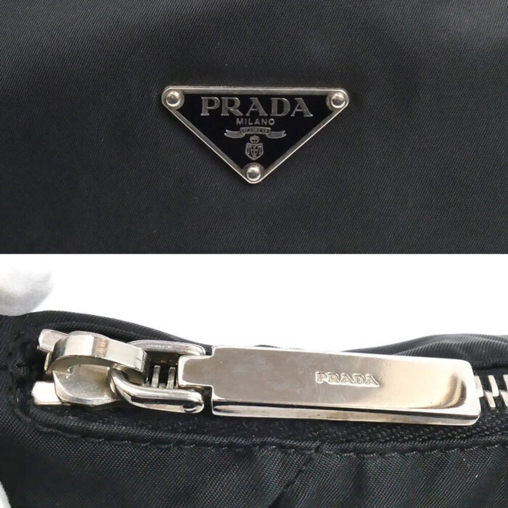 Prada Triangle Logo Tessuto Shoulder Bag Black - Picture 7 of 8